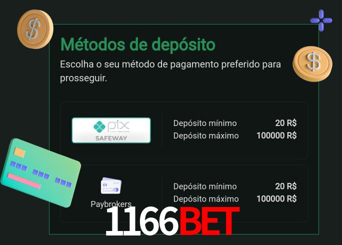 O cassino 1166Bet oferece uma grande variedade de métodos de pagamento